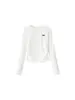 Camiseta de Manga Larga Estilo Perezoso Coreano Otoño e Invierno Hombro Normal para Mujer Lazo Camiseta Interior Cuello Redondo Cintura Ceñida Muestra la Silueta Top