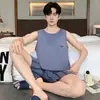 Se Puede Usar Afuera como Pijama, Chaleco de Verano para Hombre, Shorts sin Mangas, Ropa de Casa de Algodón Puro, Estilo de Verano para Hombre, Traje de Talla Grande