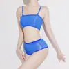 Conjunto de Lingerie Sexy Oleoso Transparente Bandeau Camisola Super Fino Humor Tentação Sem Costura Tamanho Grande Calcinha Triângulo para Mulheres