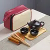 Juego de té Kung Fu portátil para viaje, traje, tetera mini simple, regalo de mano para bienes raíces de negocios, LOGOTIPO