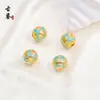 Cuentas Redondas de Cobre Esmaltado de Colores Tradicionales con Patrón de Monedas de la Fortuna, Tendencia Nacional Azul Quemado Cuentas Sueltas Cuentas Espaciadoras para DIY, Accesorios para Ropa, Joyería