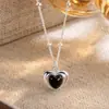 Collar Retro Negro con Forma de Corazón para Mujer, Diseño Estilo Coreano, Moda Diaria de Nicho, Sencillo y Versátil, Dulce y Elegante