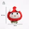 Pingente de Crochê Artesanal Acabado Fio Morango Bolinho Ornamento Chaveiro Tricotado Acessório de Bolsa Artesanal Criativo