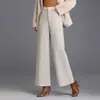 Pantalones rectos de lana de pierna ancha a la moda para mujer, nuevo estilo coreano 2026 otoño e invierno, pantalones casuales de cintura alta adelgazantes con una bonita caída para ir al trabajo