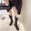 Moda Botas Altas para Mujer 2021 Nuevas Botas Pequeñas sin Rodilla Botas de Caballero Punta Redonda Botas con Cordones Botas de Caballero
