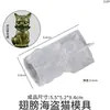 Amapola DIY Espejo de Resina Gato Mágico Soporte de Exhibición Gato Pirata Diabólico Llavero Molde de Silicona