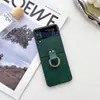 Adecuado para Samsung Zflip 40% de descuento Pantalla Apilada Funda para Teléfono Móvil Flip4 Anillo de Lujo Cuero Antideslizante Zflip7 Estuche Duro 5