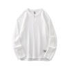 Camiseta de Manga Larga con Media Cremallera y Tejido Waffle para Hombre, Corte Holgado, Nuevo Estilo Otoño 2026, Top con Cuello Redondo Dividido