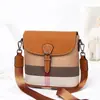 Bolsa feminina tipo balde em couro genuíno, bolsa transversal de algodão e linho color block de grande capacidade, bolsa de ombro casual em couro bovino de camada superior para mulheres 8333