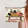 Bolsa de Maquillaje Vintage para Gatos de Venta Caliente Transfronteriza Lona con Cremallera Gran Capacidad Estuche para Lápices Almacenamiento de Cosméticos Bolsa Lavable a Mano