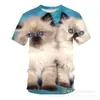 Nueva camiseta neutra de cuello redondo con estampado 3D, informal, transpirable, de manga corta, 2025