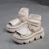 Sandálias Romanas de Couro Macio 2026 novas sandálias de verão com biqueira aberta, sapatos de plataforma de sola grossa, sandálias bordadas estilo chinês retrô para mulheres
