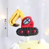 Decoración de pastel para hornear decoración infantil arcilla blanda excavadora bulldozer grúa torre vehículo de ingeniería tarjeta guía adorno de cumpleaños