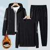 Sudadera con capucha de algodón de invierno para hombre, traje de jersey con forro polar, ropa deportiva cálida para hombre, conjunto de tres piezas con estampado de logotipo para deportes y ocio