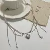 Colar de Franja com Contas de Cristal em Forma de Coração Amoroso, Elegante e Moderno, Luxo Leve, Elegante, Estilo Frio do Instagram, Corrente de Clavícula de Alta Qualidade, Tendência