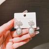 Pendientes de plata S925 con forma de aguja francesa, exquisitos pendientes de perlas retro de hadas, ligeros, de lujo, elegantes, con diseño de nicho, joyería para las orejas.