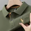 Camisa Polo Casual de Negocios con Cuello de Solapa Ropa de Papá Comercio Transfronterizo Venta al por Mayor Tendencia Marca Popular Top Manga Corta Bordado Hombre