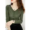 Tienda Insignia Shanghai Dan Nong/Suéter Ligero de Punto Rayado Camisa Base 26 Nuevo Otoño Manga Larga Cuello en V Top
