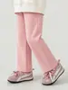 Calça infantil Wulibu 2026 outono calça reta respirável infantil simples e durável calça casual versátil para meninas
