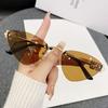Nuevas Gafas de Sol Ojo de Gato con Borde Recortado sin Montura Mui Home para Mujer de Alta Gama Europeas y Americanas con Letra Calada Gafas de Sol de Moda para Celebridades Cibernéticas
