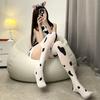 Fan Lei - Accesorios de ropa interior sexy para mujer, pantalones de seda negros con entrepierna abierta y cintura alta, calcetines transparentes sexys, calcetines de red