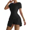 Falda Pantalón de Yoga Personalizada Transfronteriza, Ajustada, Espalda Bonita, Falsa de Dos Piezas, Fitness al Aire Libre, Deportiva Antiexposición, Falda de Tenis para Mujer
