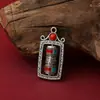 Acessório de pingente quadrado rotativo de liga estilo étnico chinês para carro, bolsa, chaveiro, decoração de metal