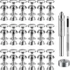 128 Piezas Acero Inoxidable Hebilla Blanca Grande Botones Metálicos Redondos 32 Juegos + Herramientas Específicas de Instalación Botones de Presión para Ropa