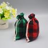 Bolsa de Algodón a Cuadros Navideños Bolsita con Cordón para Dulces o Joyería Rojo y Negro Verde a Cuadros