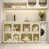 Lavatório de mão, gabinete de banheiro, armário de armazenamento, cortina decorativa, design de animal fofo, prateleira de cozinha, cortina à prova de poeira