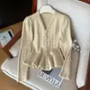 Cardigan de punto trenzado estilo nuevo 2026, suéter ajustado y estilizado, prenda exterior de otoño e invierno, top elegante para mujer