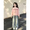 Sudadera con Capucha de Manga Larga y Cuello Marino Estilo Academia Suave para Niños Medianos y Grandes Tendencia de Moda Jeans de Estrella Conjunto de Dos Piezas para Primavera y Otoño