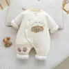 Roupas de Borboleta para Recém-Nascidos 120g Macacão Acolchoado Para Recém-Nascidos Body Assimétrico com Botões Roupa Externa Roupas de Algodão Uso Outono e Inverno