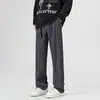 Pantalones estilo americano calle alta gángster geniales marca de moda pantalones casuales negros verano para hombre seda de hielo pierna recta longitud completa pantalones de traje
