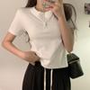 Camiseta Gris de Algodón con Manga Corta y Hombro Derecho Descubierto para Mujer Verano 2025 Nueva Camiseta Slim Corta con Cuello Medio Abierto