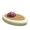 Banco de Canteiro de Flores Oval em GRC para Parque ao Ar Livre Assento de Lazer de Concreto Paisagem Cênica Banco para Contorno de Árvores Personalizado