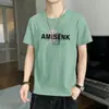 Camisetas de Verano para Hombre de Manga Corta, Nuevas, de Tendencia, de Gama Alta, Versátiles Tops de Cuello Redondo, Camisas Estampadas Simples de Manga Media, Venta al por Mayor Transfronteriza