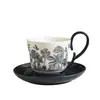 Taza de Café y Platillo de Cerámica con Diseño de Enredadera Floral Estilo Tinta Tendencia Nacional Taza de Desayuno Taza de Leche Juego