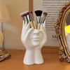 Soporte para Brochas de Maquillaje con Rostro Abstracto Nórdico Mesa de Tocador Escritorio Almacenamiento para Sombras de Ojos Lápices de Cejas Plumas Estilográficas Estante de Almacenamiento