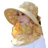 Sombrero de ala ancha para exteriores para mujer, chal de verano integrado, sombrero de pescador, máscara parasol, sombrero solar anti-ultravioleta para montar, sombrero para recoger té