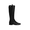 Versão Couro de Vaca Outono 2026 Novo Estilo Botas Elásticas de Bico Redondo com Zíper nas Costas Botas de Equitação de Couro Genuíno Botas Longas de Cano Alto Femininas
