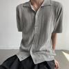 Suéter de Manga Corta con Solapas POLO Hueco Retro Estilo Coreano para Hombre Verano Nuevo Diseño Sentido Color Sólido Delgado Trendy Cárdigan