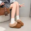 Otoño Invierno 2026 Zuecos Birkenstock con Felpa Adicional Medias Zapatillas Mujer Estilo Coreano Lana de Cordero Plegables Zapatillas de Algodón Persona Perezosa Retro