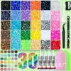 Novo produto mais vendido transfronteiriço: Caixa de decoração com 60 compartimentos para strass de resina para nail art de fundo plano, conjunto de strass redondo DIY em cor gelatina com base galvanizada