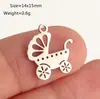 Colgante de Acero Inoxidable para Bebé Nuevo, Huella de Pie, Corazón, Casa, Colgante Cruzado, Pin Pulido Espejo, Accesorios para Collar DIY