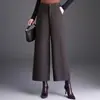 Pantalones versátiles de lana de pierna ancha para mujer, nueva colección otoño/invierno 2026, con una caída fluida, efecto adelgazante, diseño de pierna recta y un estilo relajado y casual