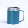 Nova caneca de aço inoxidável de 12oz caneca de café criativa de camada dupla com alça para uso doméstico, comercial e de escritório copo a vácuo