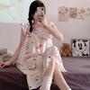 Verão Novo Estilo Bubble Girl Pijama Doce Princesa Estilo Sling Cartoon Mid-Length Nightwear Outer Wear Home Clothes