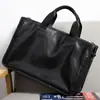 Bolsa Masculina de Pele de Ovelha Trançada Couro Genuíno Bolsa Masculina de Negócios Couro de Vaca Macio Casual Ombro Transversal Pasta Grande Capacidade
