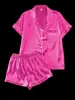 Conjunto de Pijama Curto Europeu e Americano Transfronteiriço com Shorts, Respirável e Fresco, Conjunto de Homewear Duplo Curto Estilo Europeu e Americano Feminino